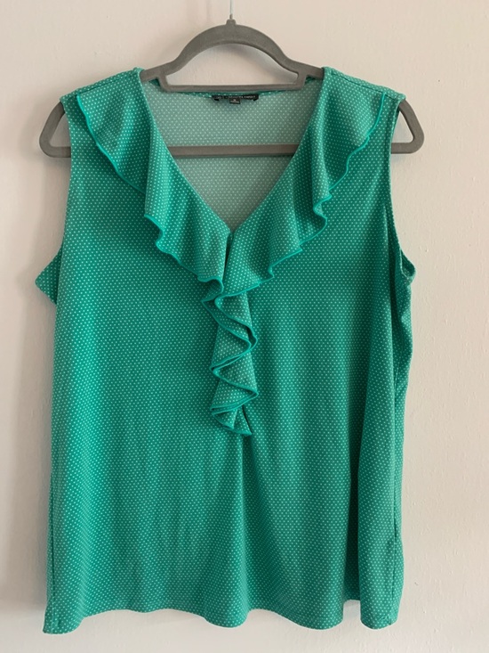 Adrianna Papell Tops - ADRIANNA PAPELL Turquoise Ruffle V-Neck Blouse